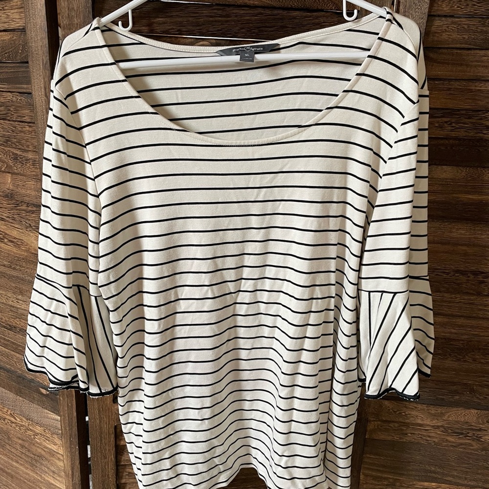 Striped blouse with flared 3/4 sleeves